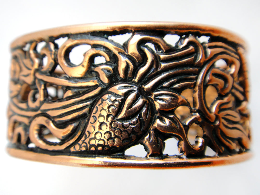 Copper Repousse Cuff - Intricate
