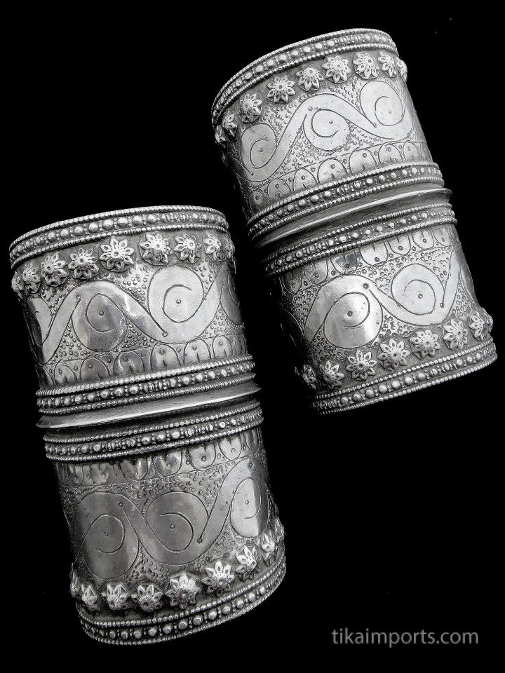 Antique Afghani Silver Cuffs (pair)