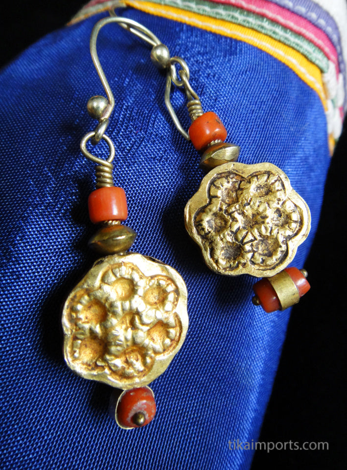 Antique Gold Flower Earrings