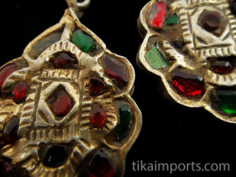 Antique Afghani Gilt Silver Earrings