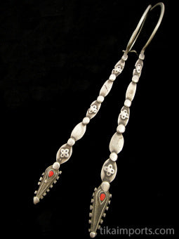 Afghani Silver Hoops with long Adornment