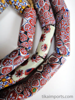 African Trade Bead Red Millefiori Strand