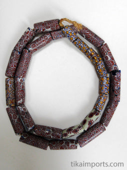 African Trade Bead Red Millefiori Strand
