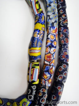 African Trade Bead Dark Blue Millefiori strand