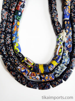 African Trade Bead Dark Blue Millefiori strand