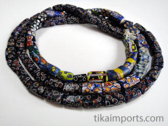 African Trade Bead Dark Blue Millefiori strand