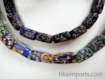 African Trade Bead Dark Blue Millefiori strand