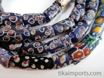 African Trade Bead Dark Blue Millefiori strand