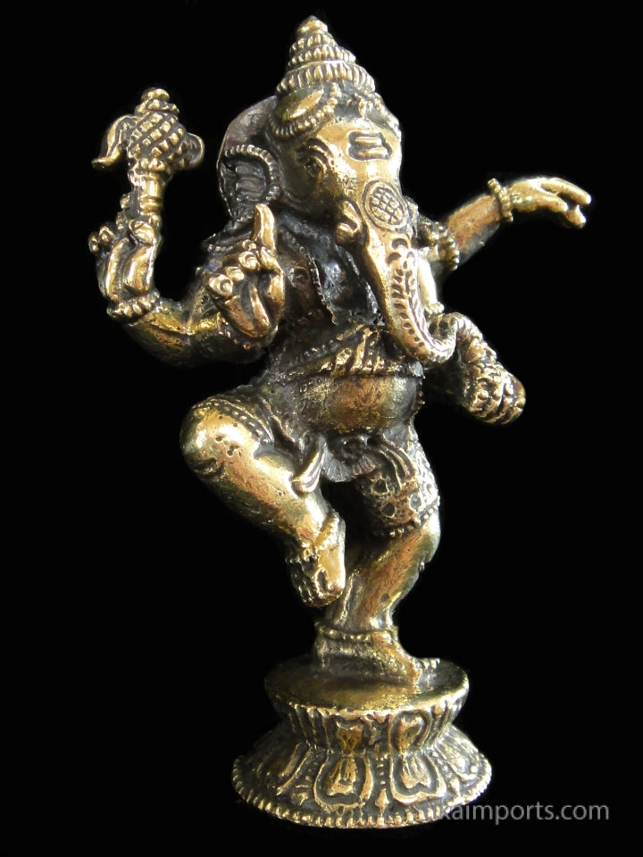 Brass Deity Statuette - Large - Dancing Ganesh