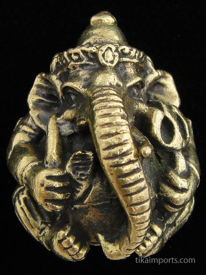 Brass Deity Statuette-Small - Round Ganesh