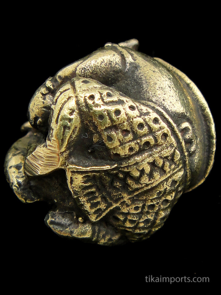 Brass Deity Statuette-Small - Round Ganesh