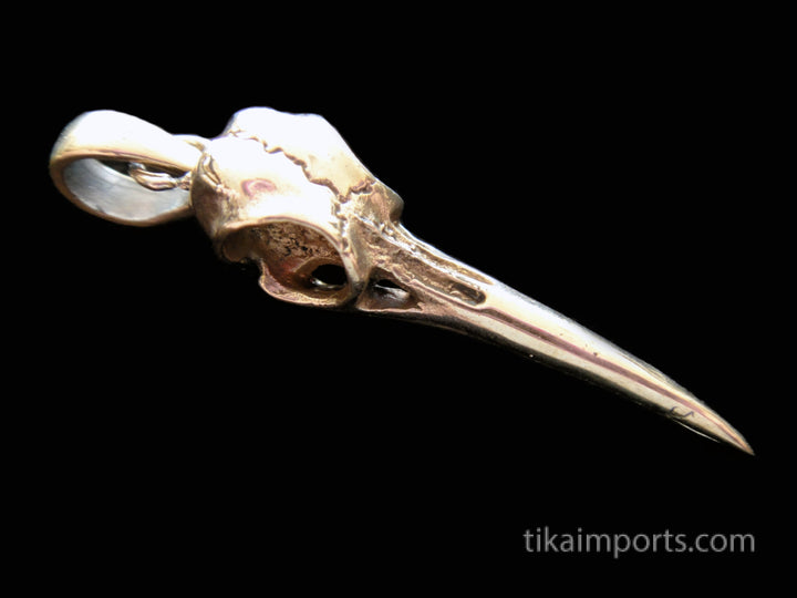 Hummingbird Skull Pendant (Gold Tone)
