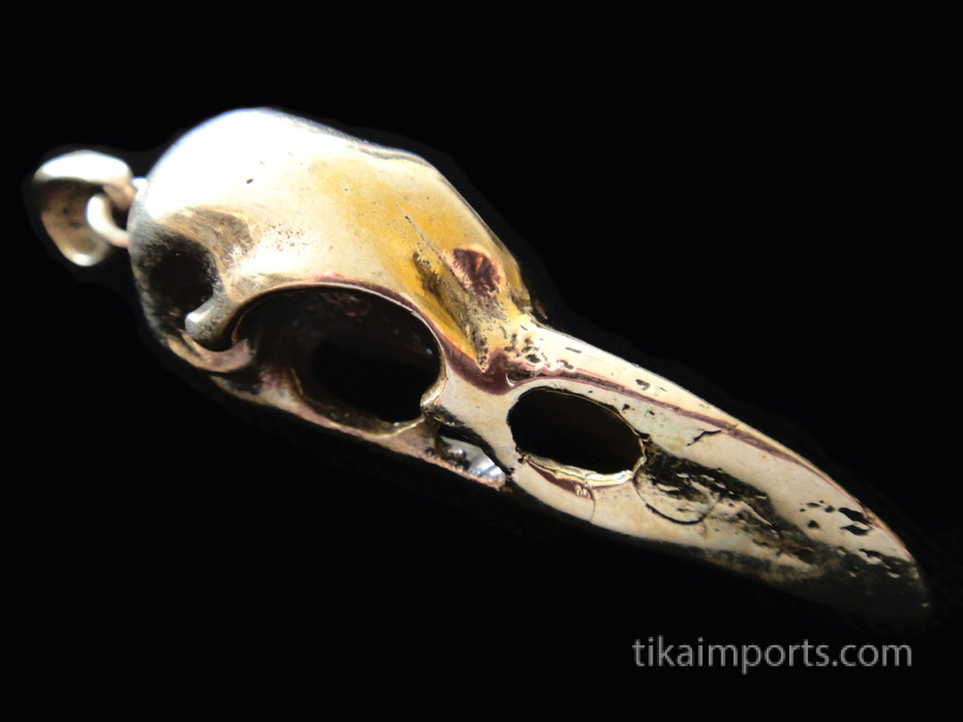 Raven Skull Pendant (Large Gold Tone)