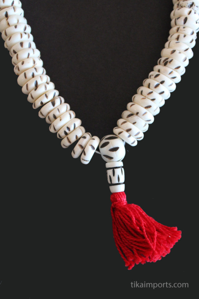 Carved Bone Rondell Mala