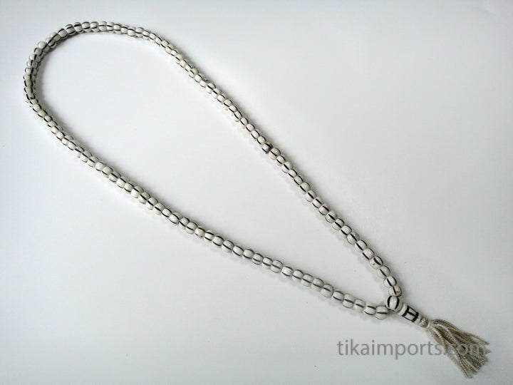 Carved Bone Mala- Striped