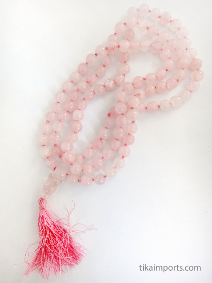 Knotted Rose Quartz Mala