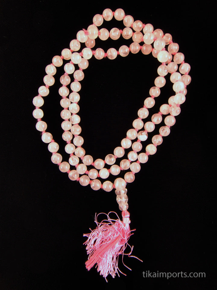 Knotted Rose Quartz Mala
