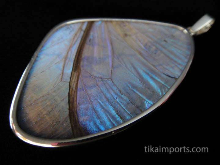 XXL Pearl Blue Wing Pendant