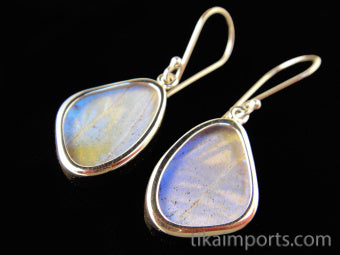 Tiny Pearl Blue Wing Earrings
