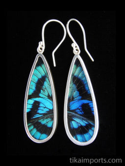 Blue Flash Long Drop Earrings