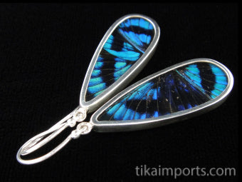 Blue Flash Long Drop Earrings