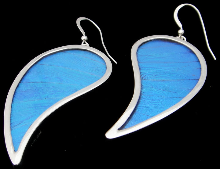 Large Blue Paisley Earrings