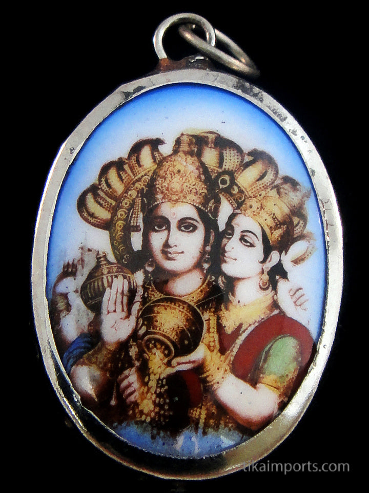 Enamel Pendant- Vishnu & Lakshmi