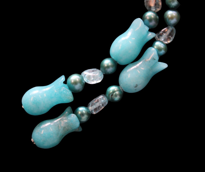 Teal Open Pearl Necklace