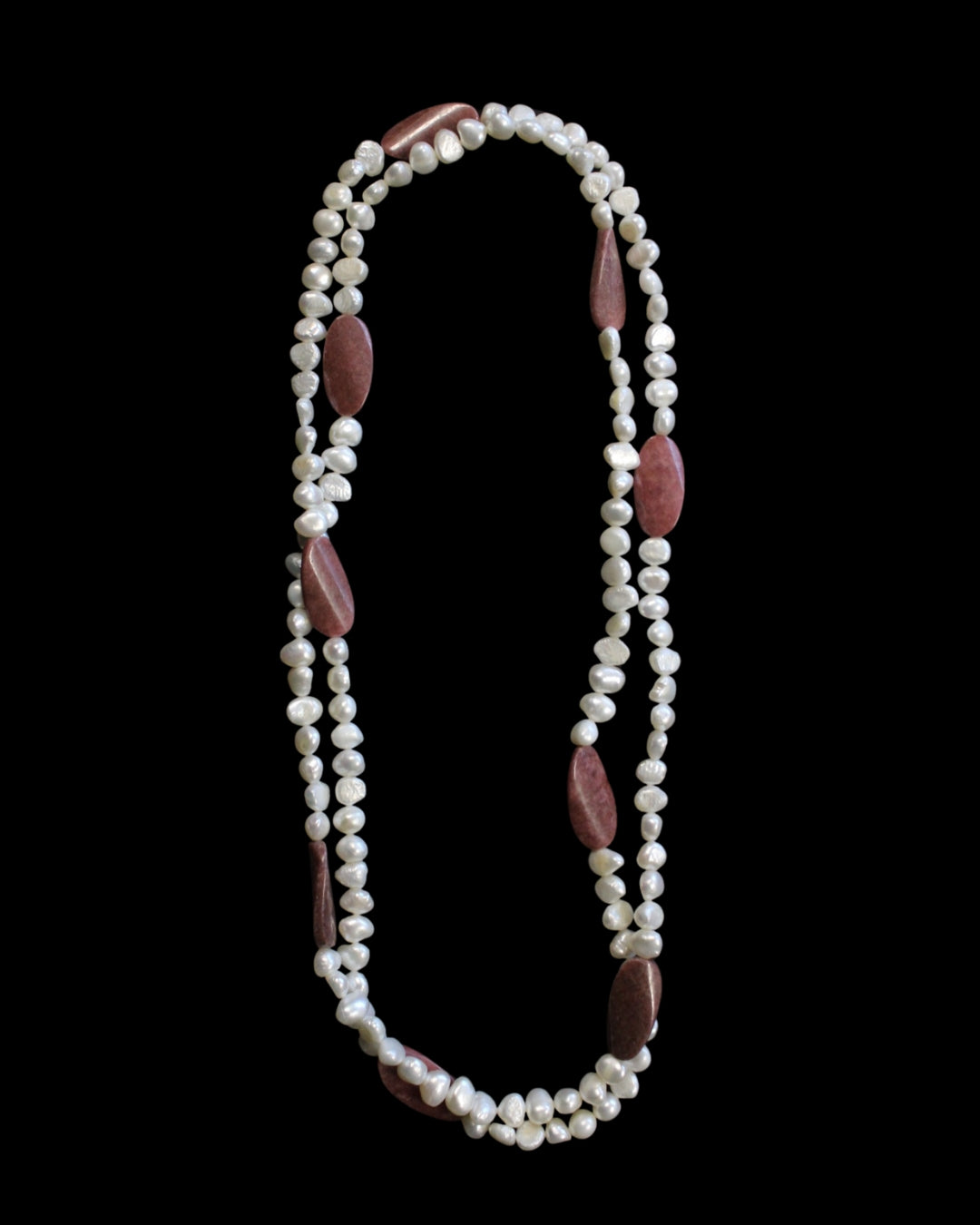 Rhodonite Twist and Pearl Necklace