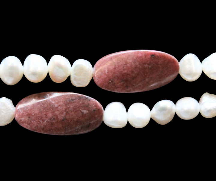 Rhodonite Twist and Pearl Necklace