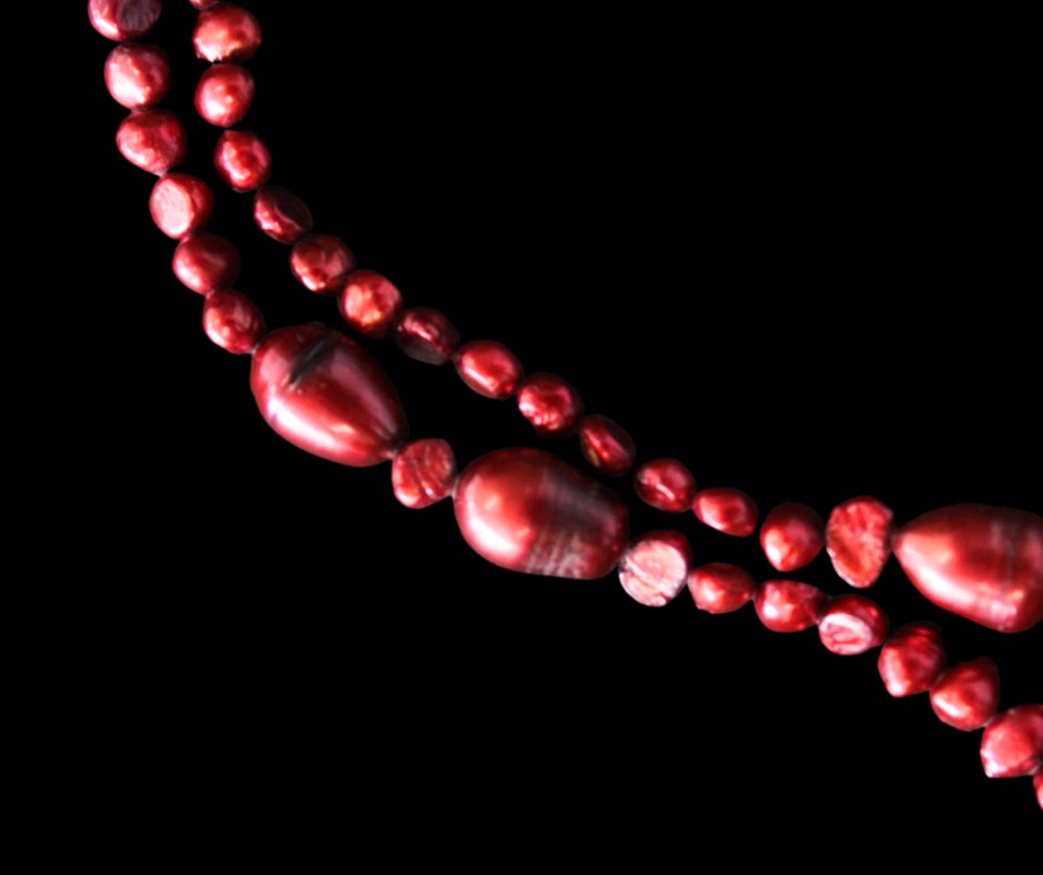 Crimson Red Freshwater Pearl Necklace