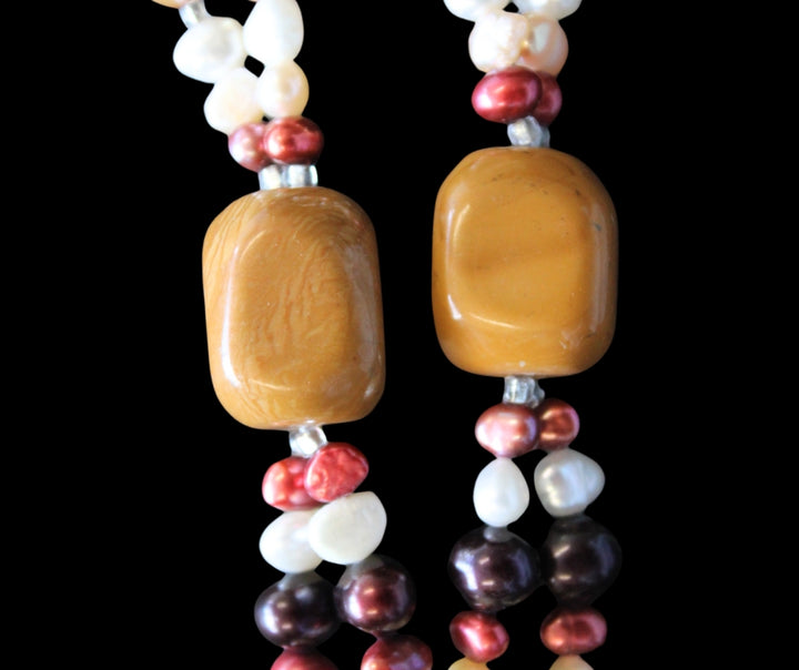 Brown Jasper and Pearl Necklace