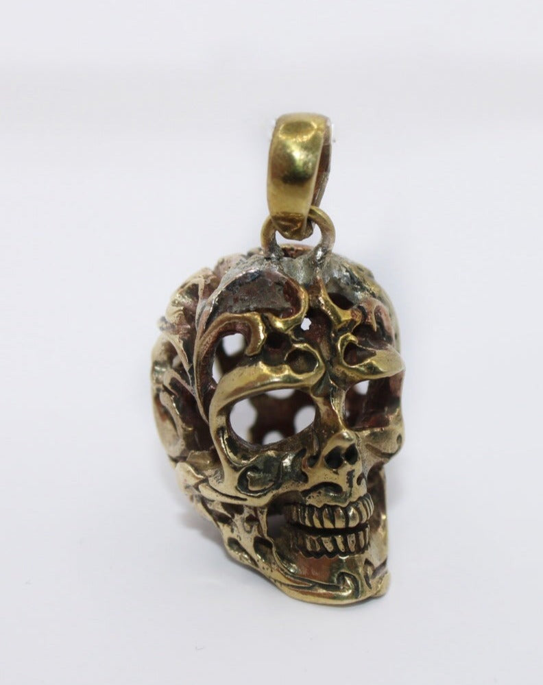 Filigree Skull Pendant (Gold Tone)
