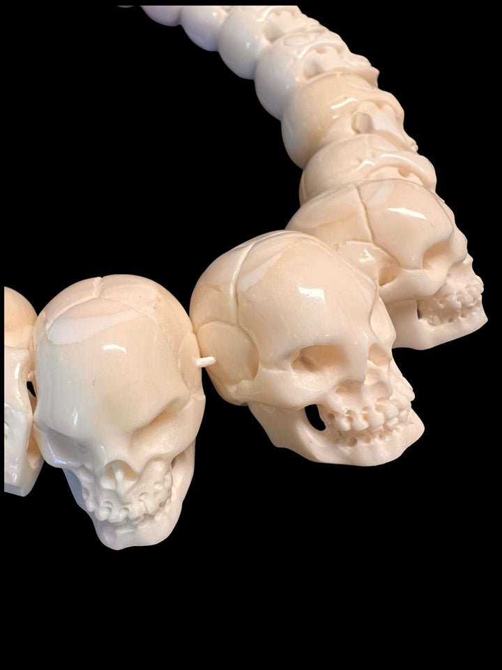 Carved Bone Skull Graduated Strand