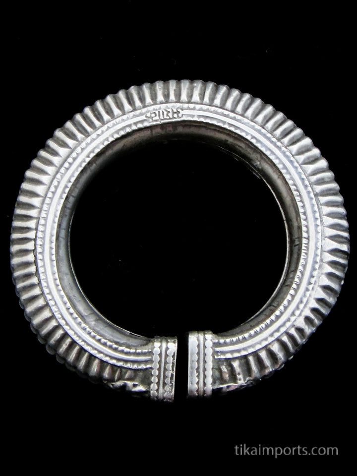 Old Afghani Silver Hollow-form Bangle