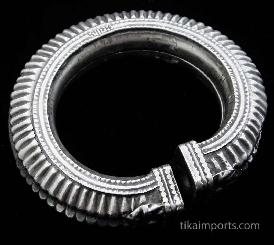 Old Afghani Silver Hollow-form Bangle