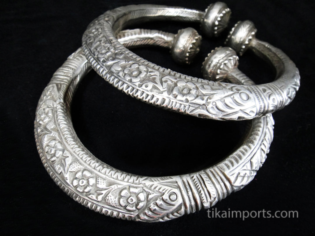 Antique Silver Ankle Bangles (pair)
