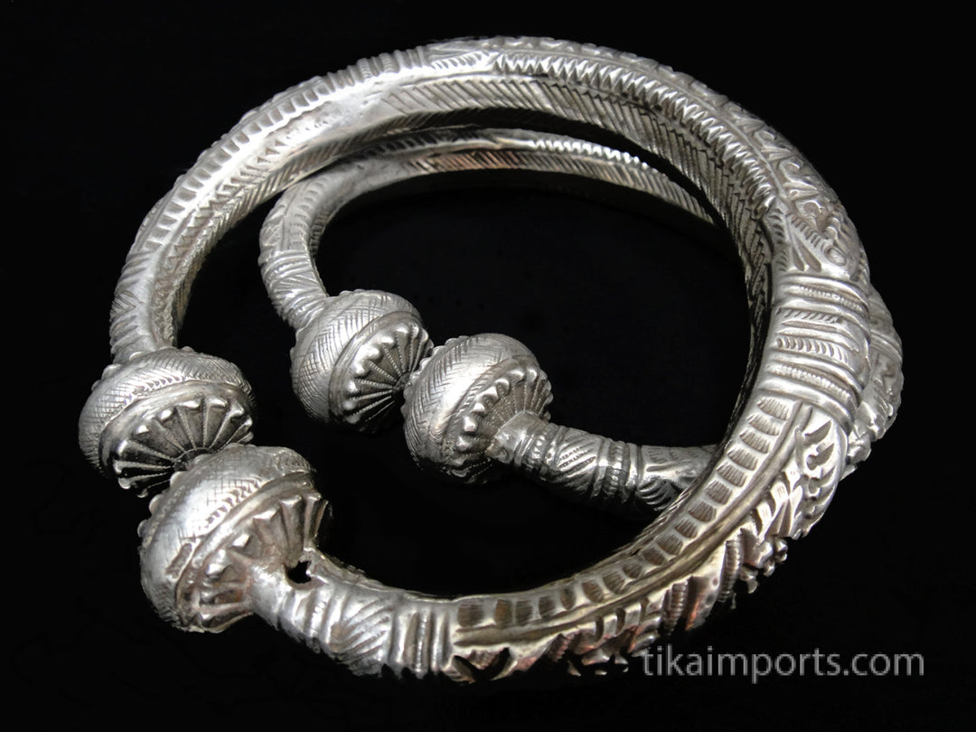 Antique Silver Ankle Bangles (pair)