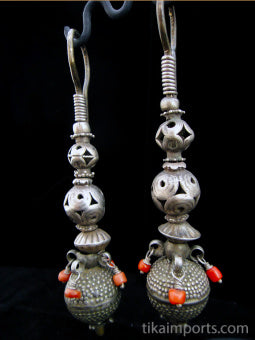 Afghani Silver Bead Earrings