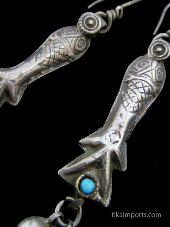 Antique Afghani Silver Fish Earrings