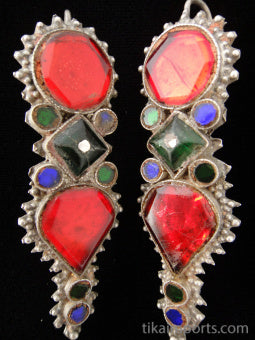 Afghani Glass and Silver Earrings