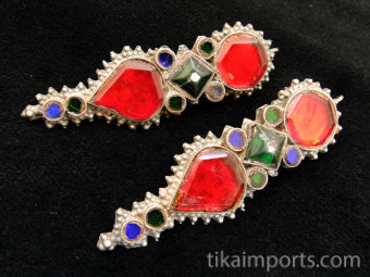 Afghani Glass and Silver Earrings