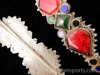 Afghani Glass and Silver Earrings