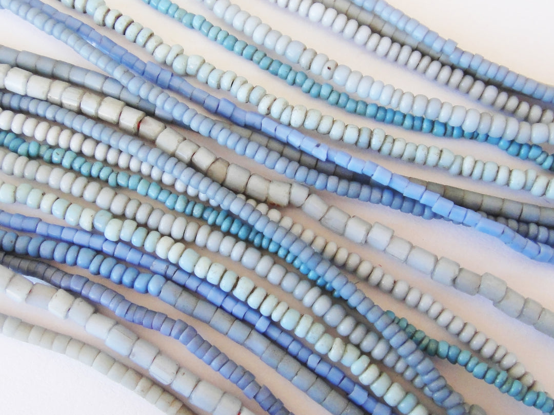 Small Blue Glass African Trade Bead Strands
