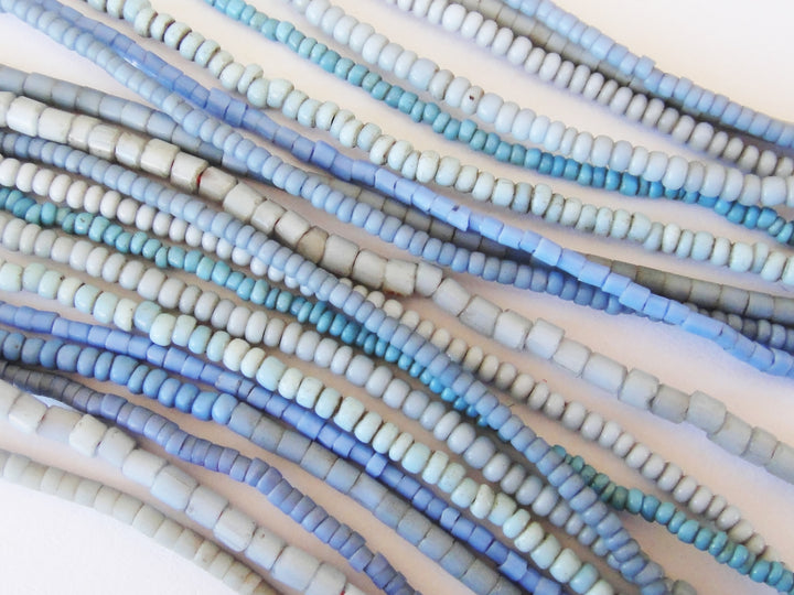 Small Blue Glass African Trade Bead Strands