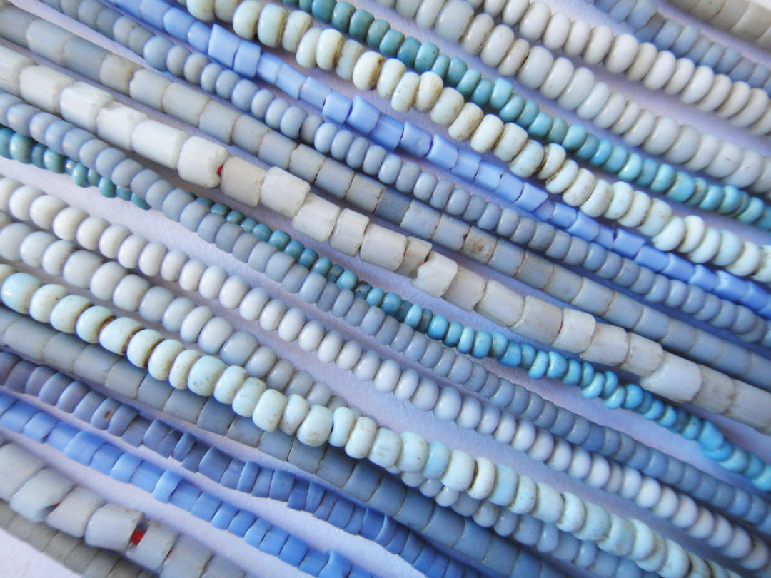 Small Blue Glass African Trade Bead Strands