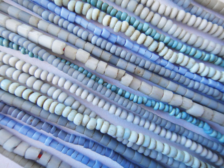 Small Blue Glass African Trade Bead Strands
