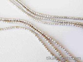 African Thread Beads - White Brass