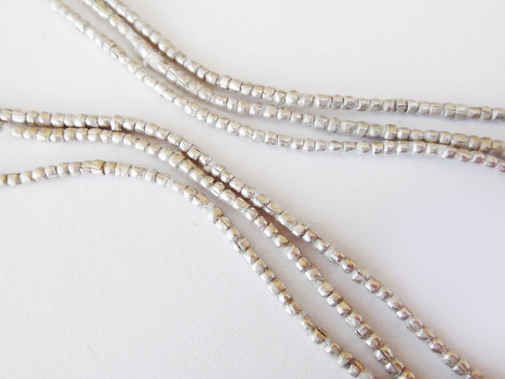 African Thread Beads - Silver toned Brass