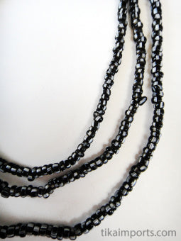 Small African Trade Bead Strands, black & white striped ~ atb047a